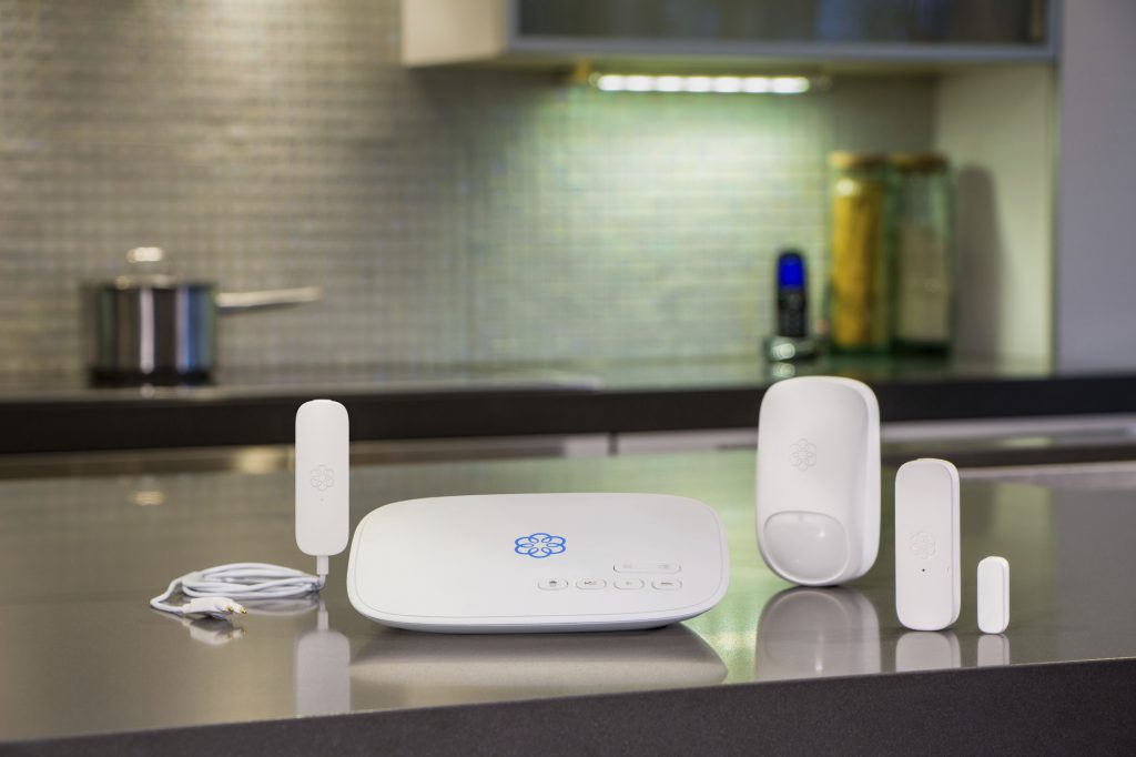 Ooma’s DIY home security system is easy to install and permits remote 911 calling capability.