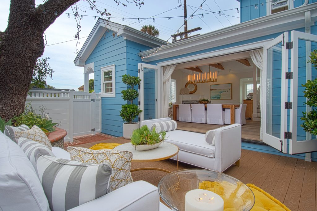 Outdoor living spaces add balance and flow to the remade cottage.