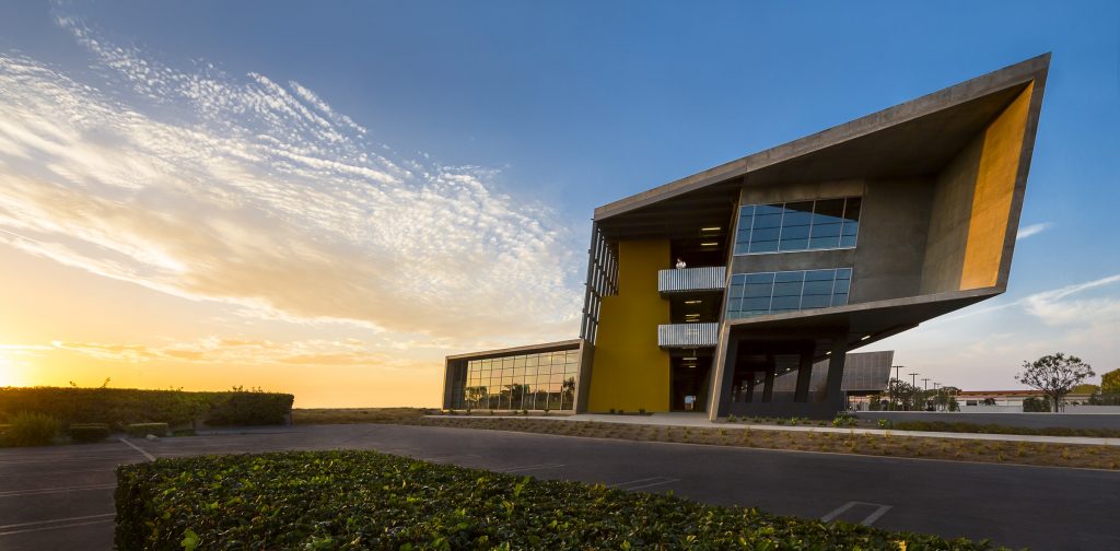 The three-story Orange Coast College building gives each department its own dedicated space and relies on the ‘50s era designs Richard Neutra.